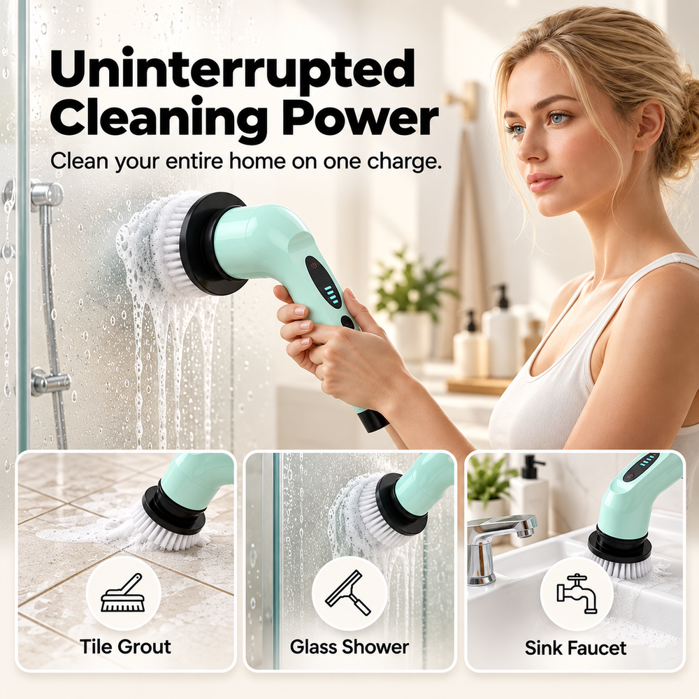 Multi-Functional Cordless Electric Spin Scrubber