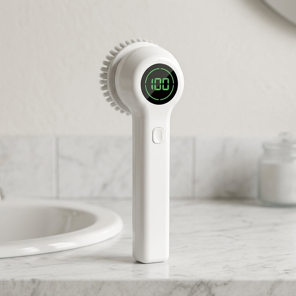 PureSpin Electric Handheld Scrubber cordless rechargeable waterproof cleaning brush with LED display