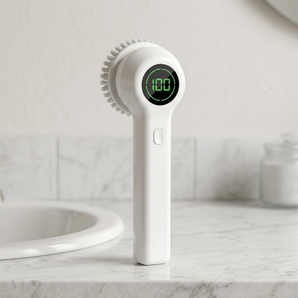 PureSpin Electric Handheld Scrubber cordless rechargeable waterproof cleaning brush with LED display
