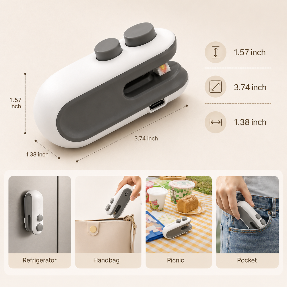 Rechargeable Mini Bag Sealer with Cutter